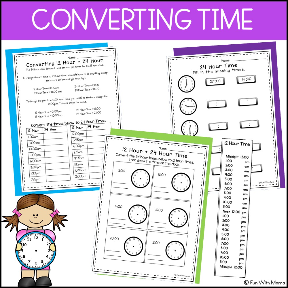 converting time worksheets