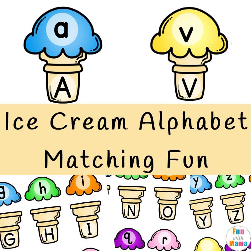 Printable Ice Cream Cone Matching - From ABCs to ACTs