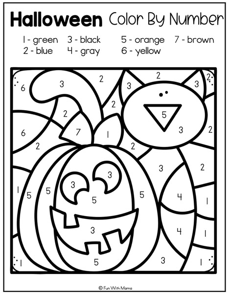 halloween color by number 
