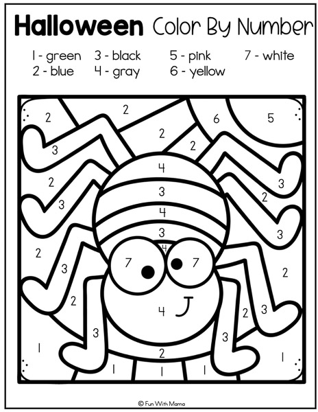 10 Halloween Color by Number Printable Worksheets FREE —