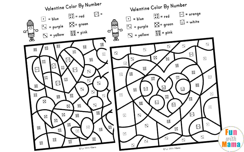 Valentine Color By Number Worksheets Fun with Mama