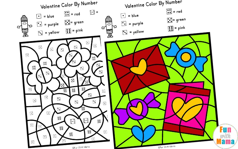 valentine color by number