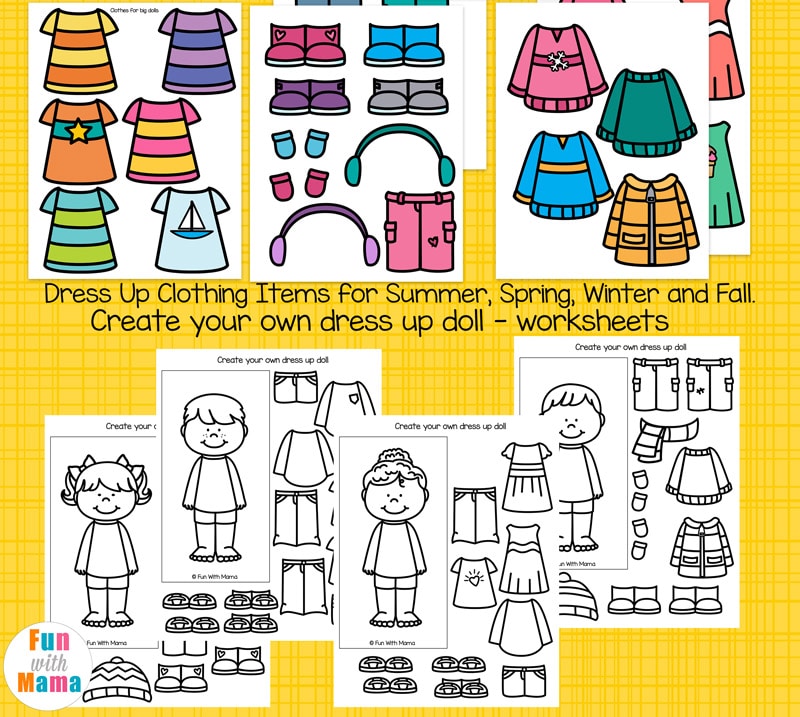 Printable Paper Dolls For Spring, Summer, Winter and Fall Fun with Mama