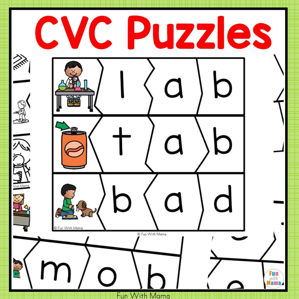 CVC Words With Pictures Puzzles Fun with Mama