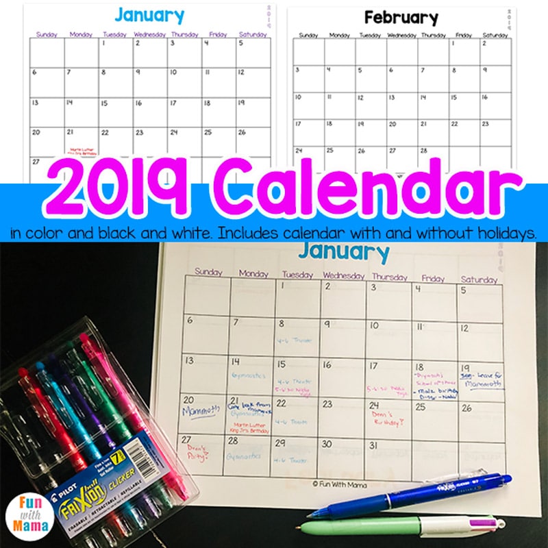 printable calendar 2019