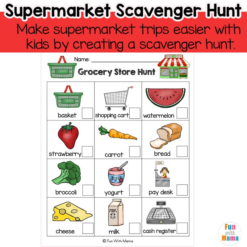 Grocery Store Scavenger Hunt Printable