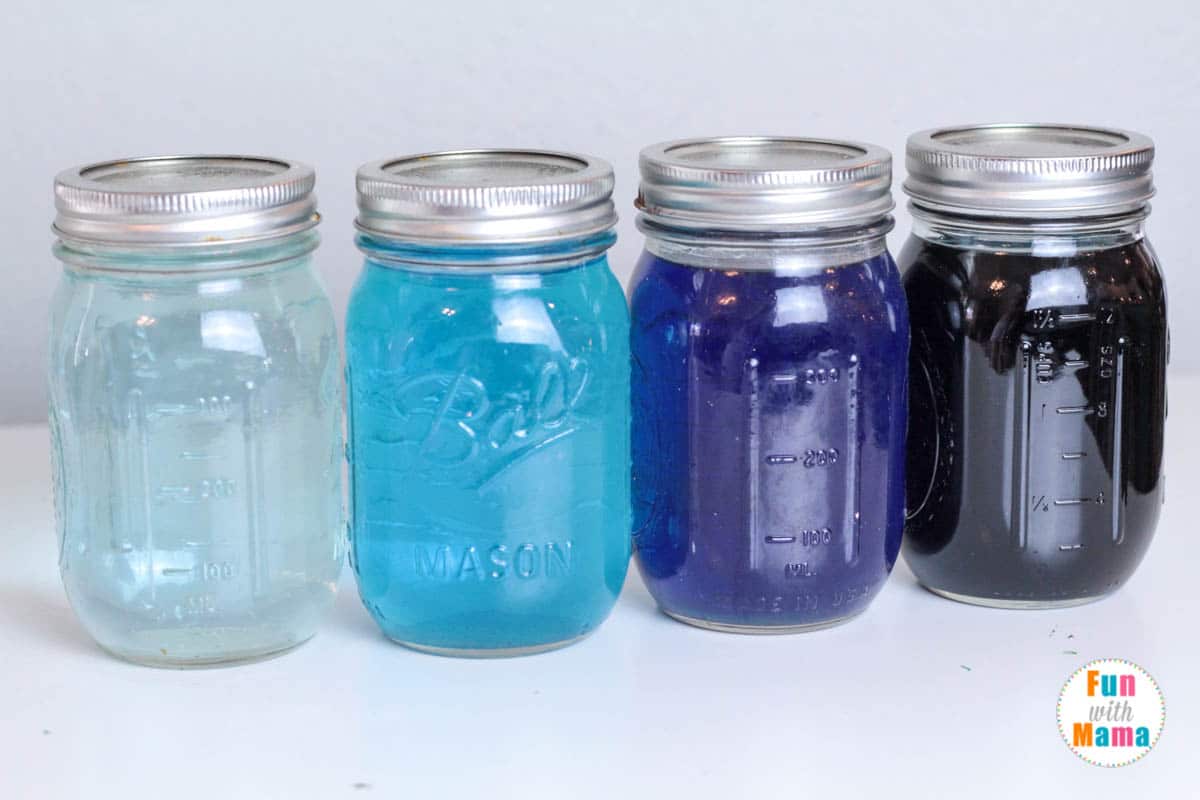 ocean jars with various blues 