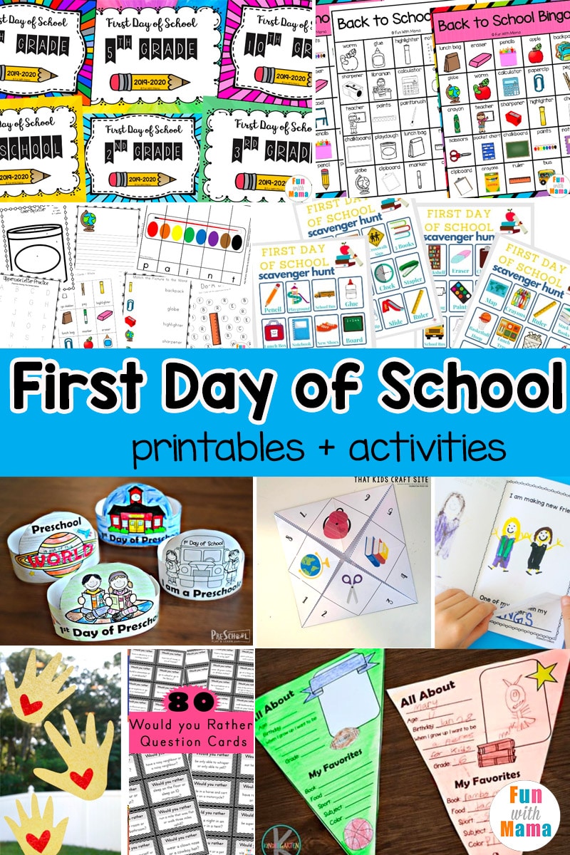 Fun First Day of School Printables