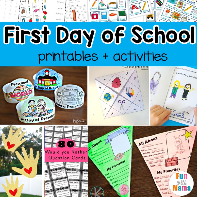 Fun First Day of School Printables