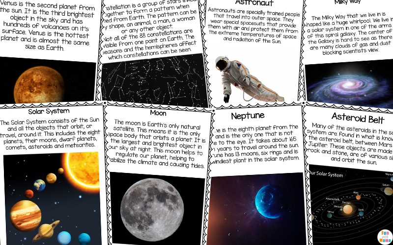solar system worksheets and information