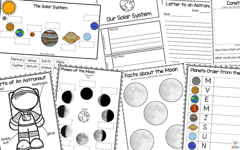 solar system educational printables