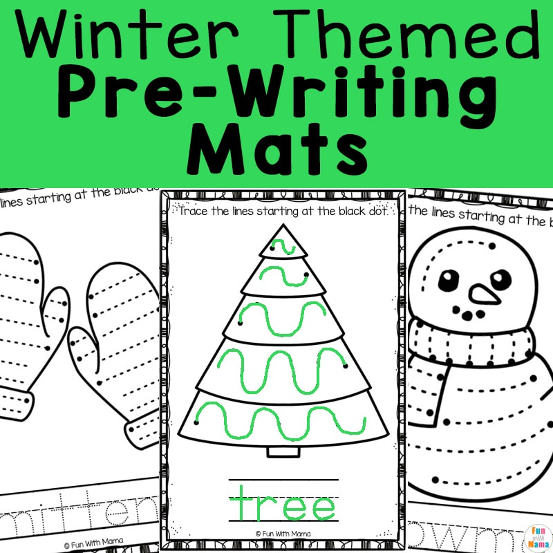 Winter themed pre-writing mats