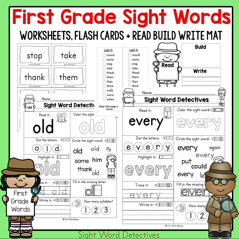 first grade sight word worksheets