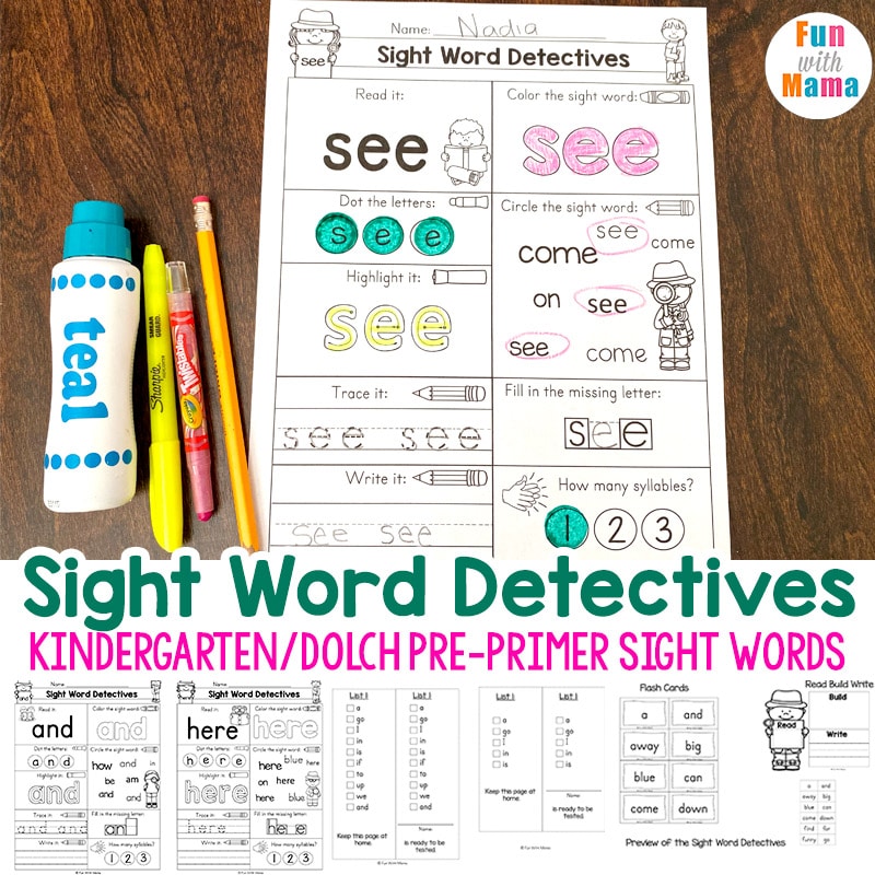 Pre K Sight Words