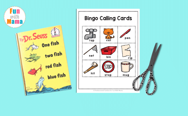 One Fish Two Fish rhyming words for kids printable