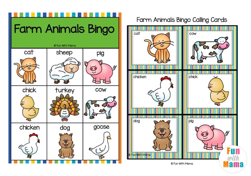 Farm Animal Bingo - Printable Free Bingo Cards - Fun with Mama