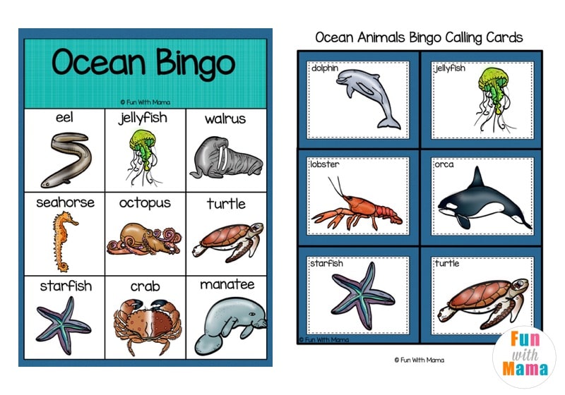 Ocean Animal Bingo For Kids - Fun with Mama