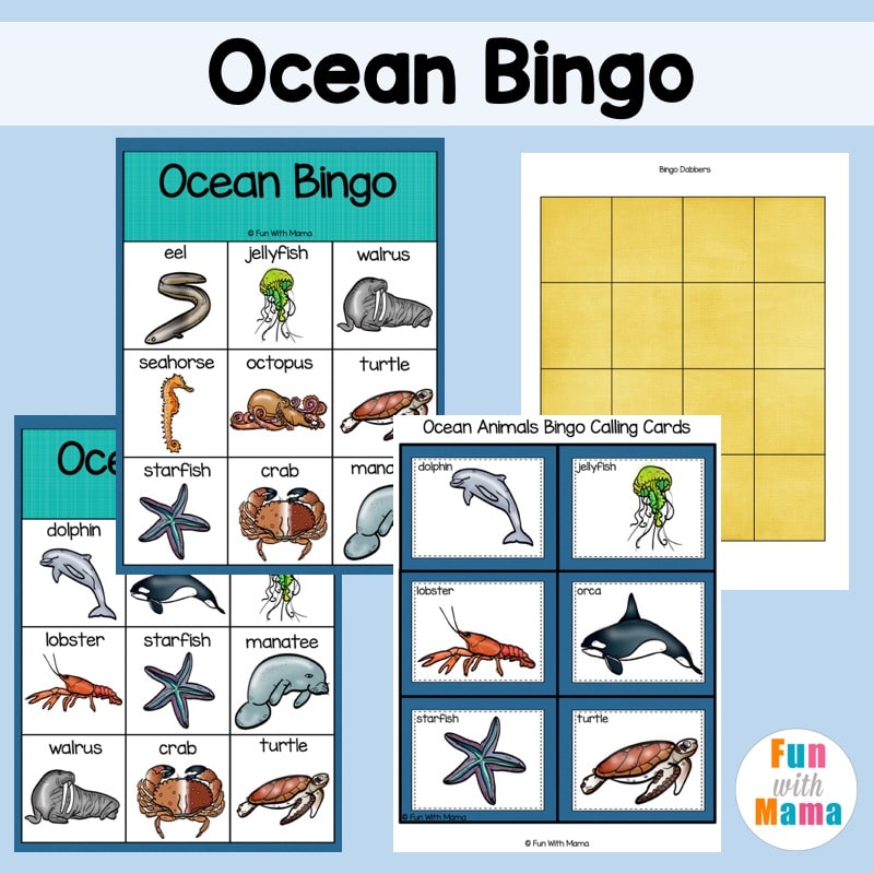 Ocean Animal Bingo For Kids - Fun with Mama