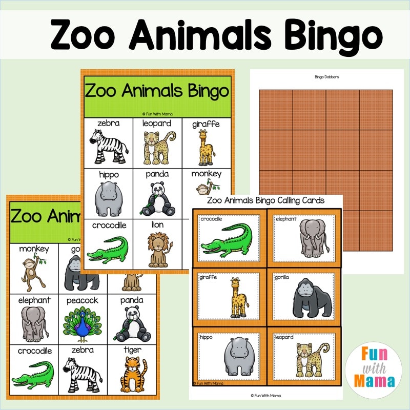 Zoo Bingo Game For Kids - A Fun Animal Bingo Game - Fun with Mama