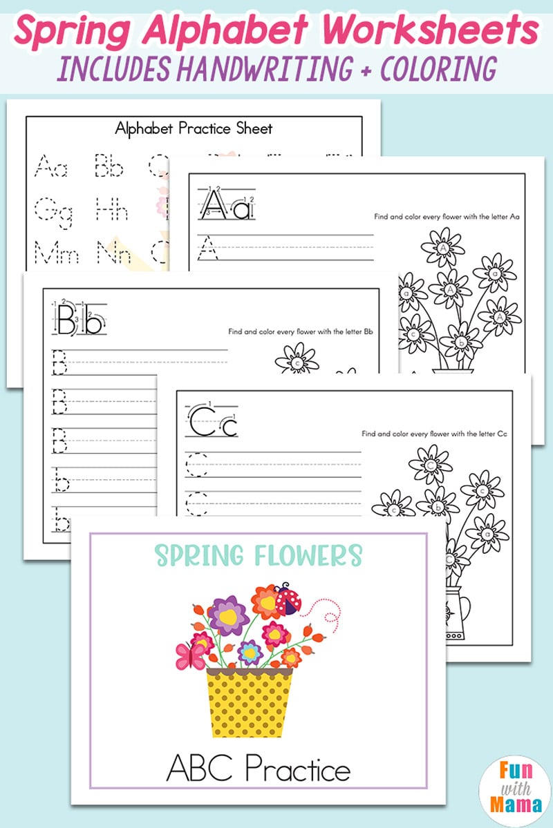 Spring Alphabet Recognition Handwriting Worksheets