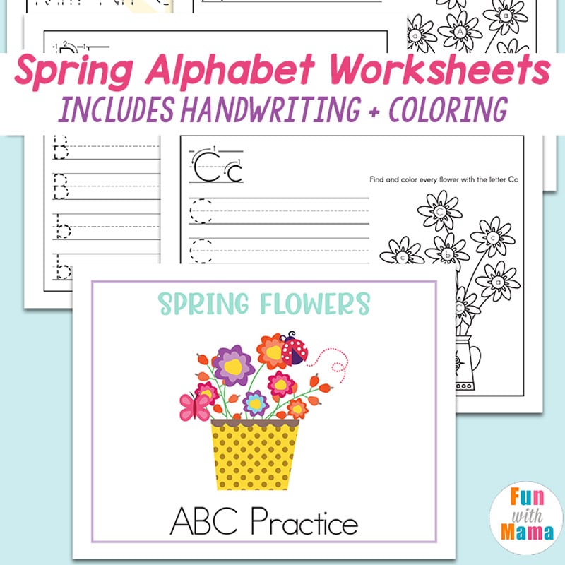 Spring Alphabet Recognition Handwriting Worksheets