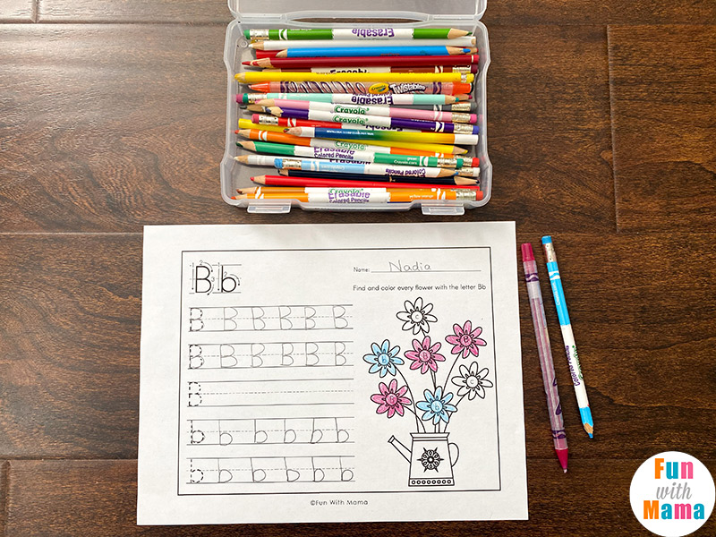 supplies needed for Spring Alphabet Recognition Handwriting Worksheets