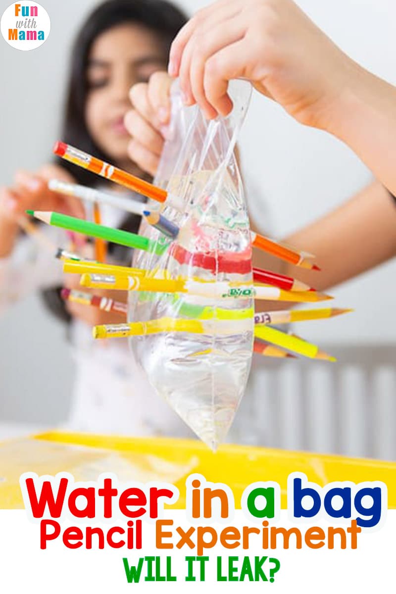 Water Experiment for Kids - water in a bag pencil experiment 