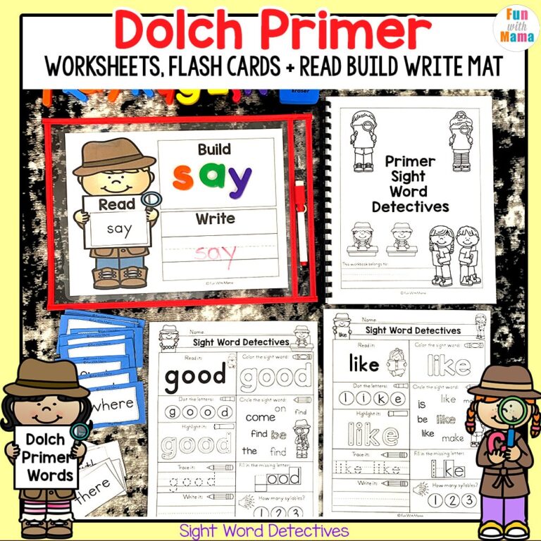 Kindergarten Sight Words Dolch Primer Sight Words Fun with Mama