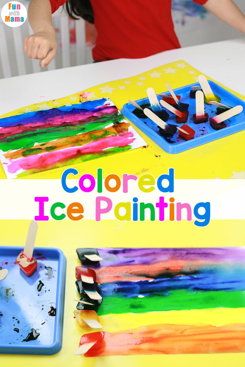 Ice Painting with Colored Ice Cubes