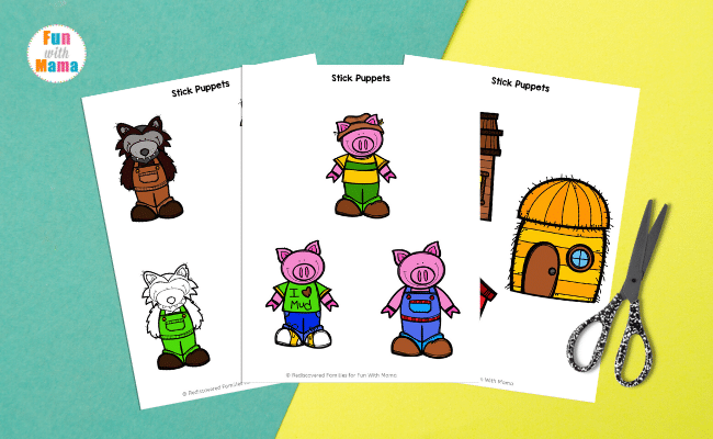 colored stick puppets