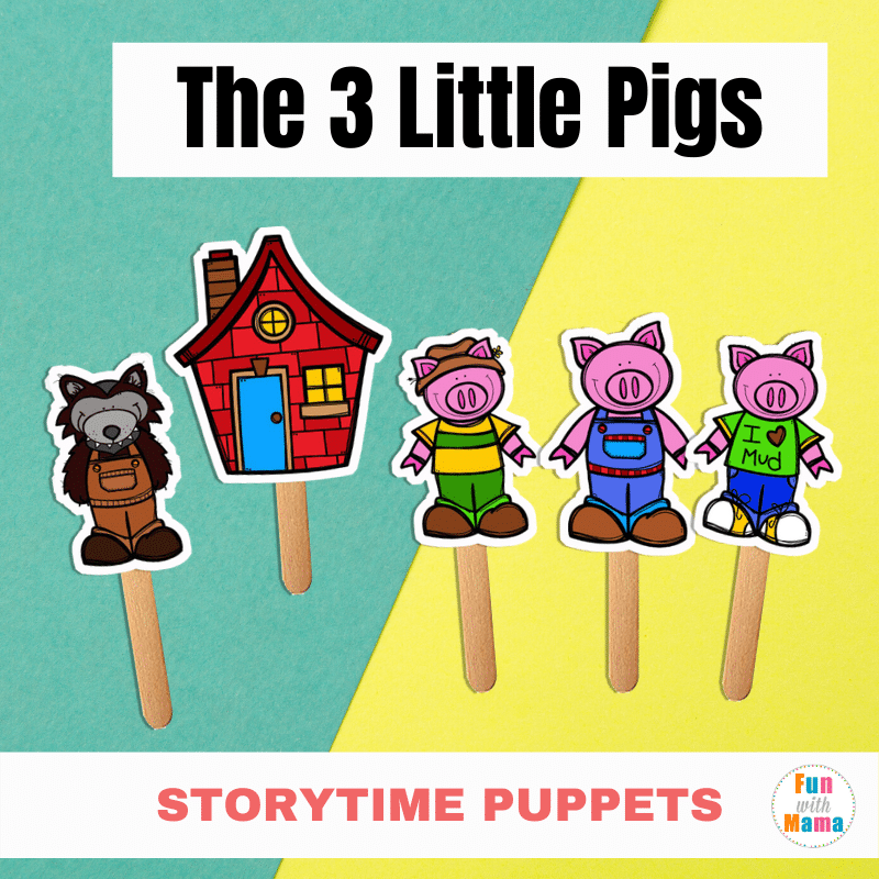 a set of 3 Little Pigs stick puppets