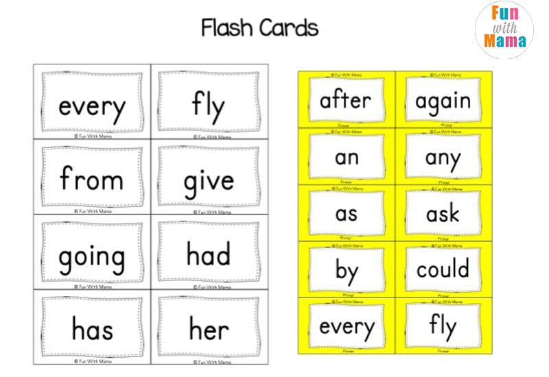 1st grade sight word flash cards