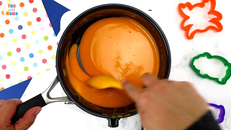 making playdough in pan on stove 