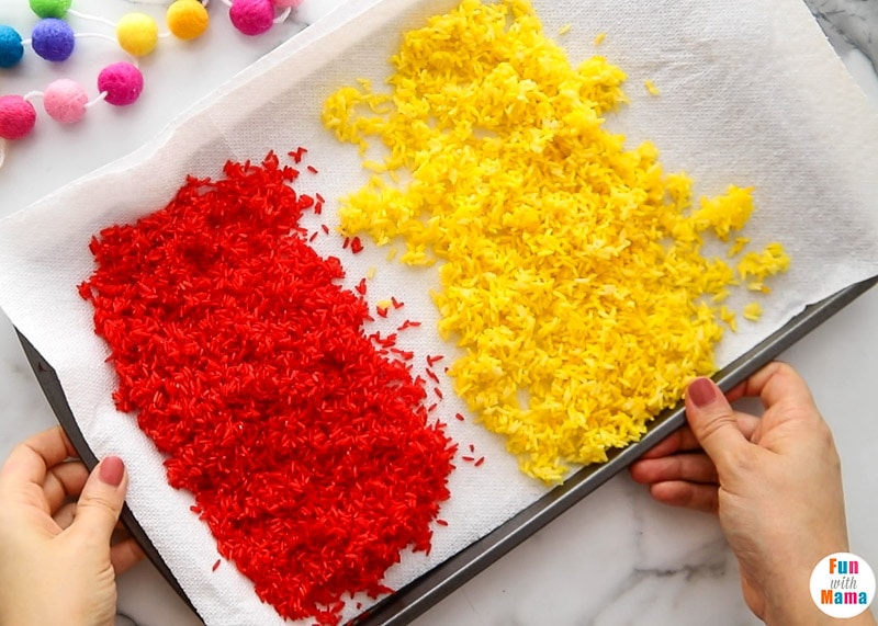 red and yellow colored rice 