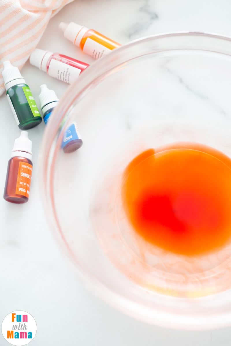 mixing in food coloring