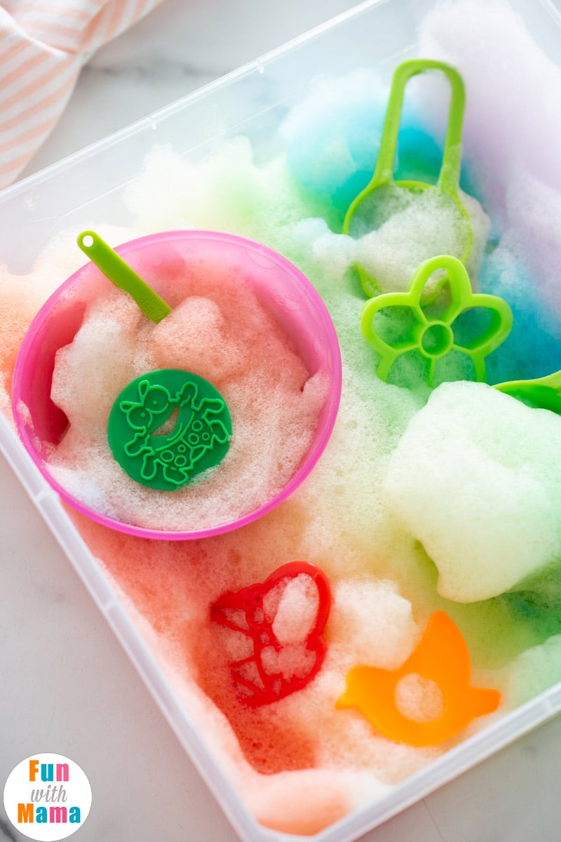 playing with foam bubbles