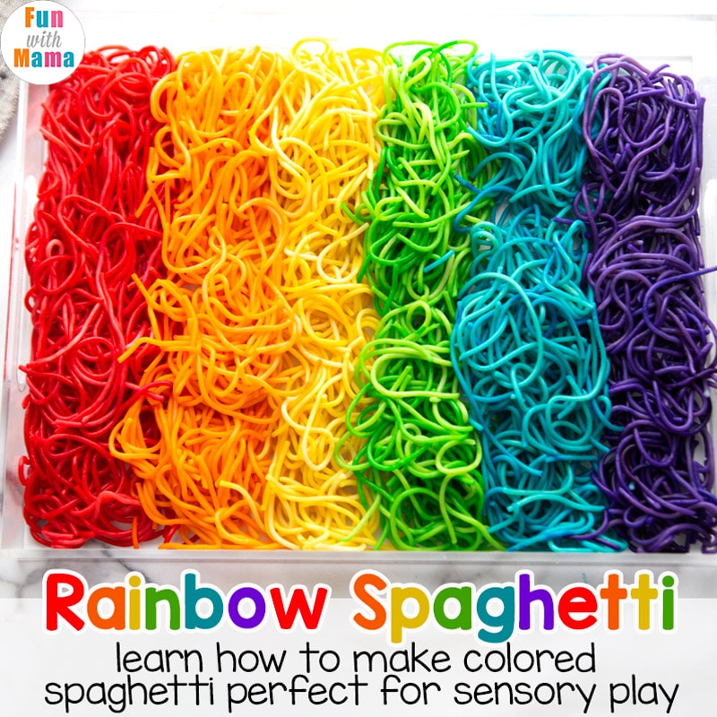 rainbow spaghetti sensory activity 