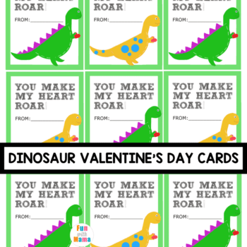 Adorable Dinosaur Valentine Cards