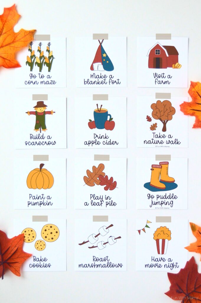 fall activity cards for kids 