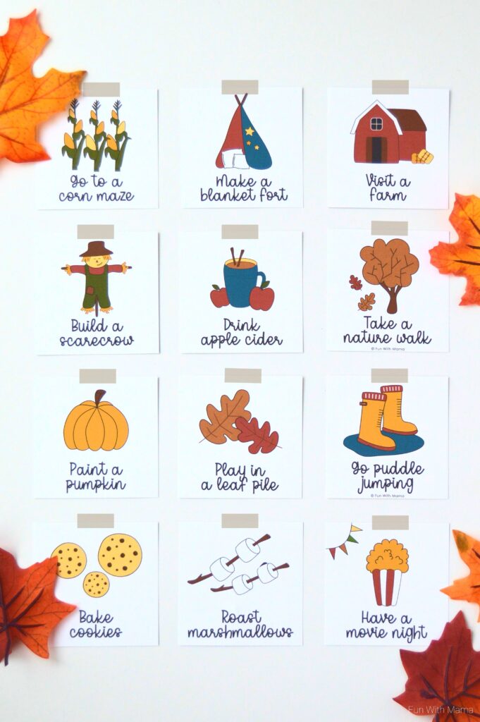 fall activity cards for kids