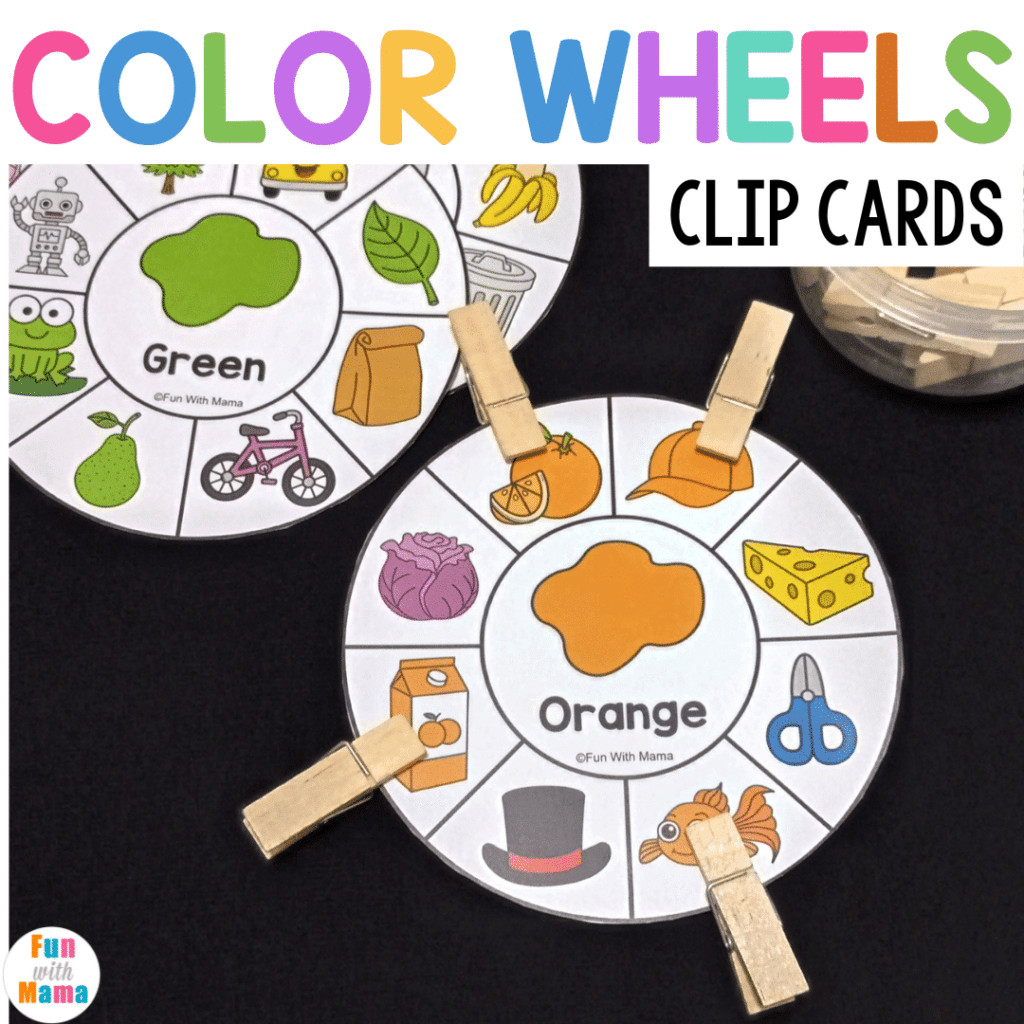 Color Wheels Color Clip Cards free printable color matching activity 