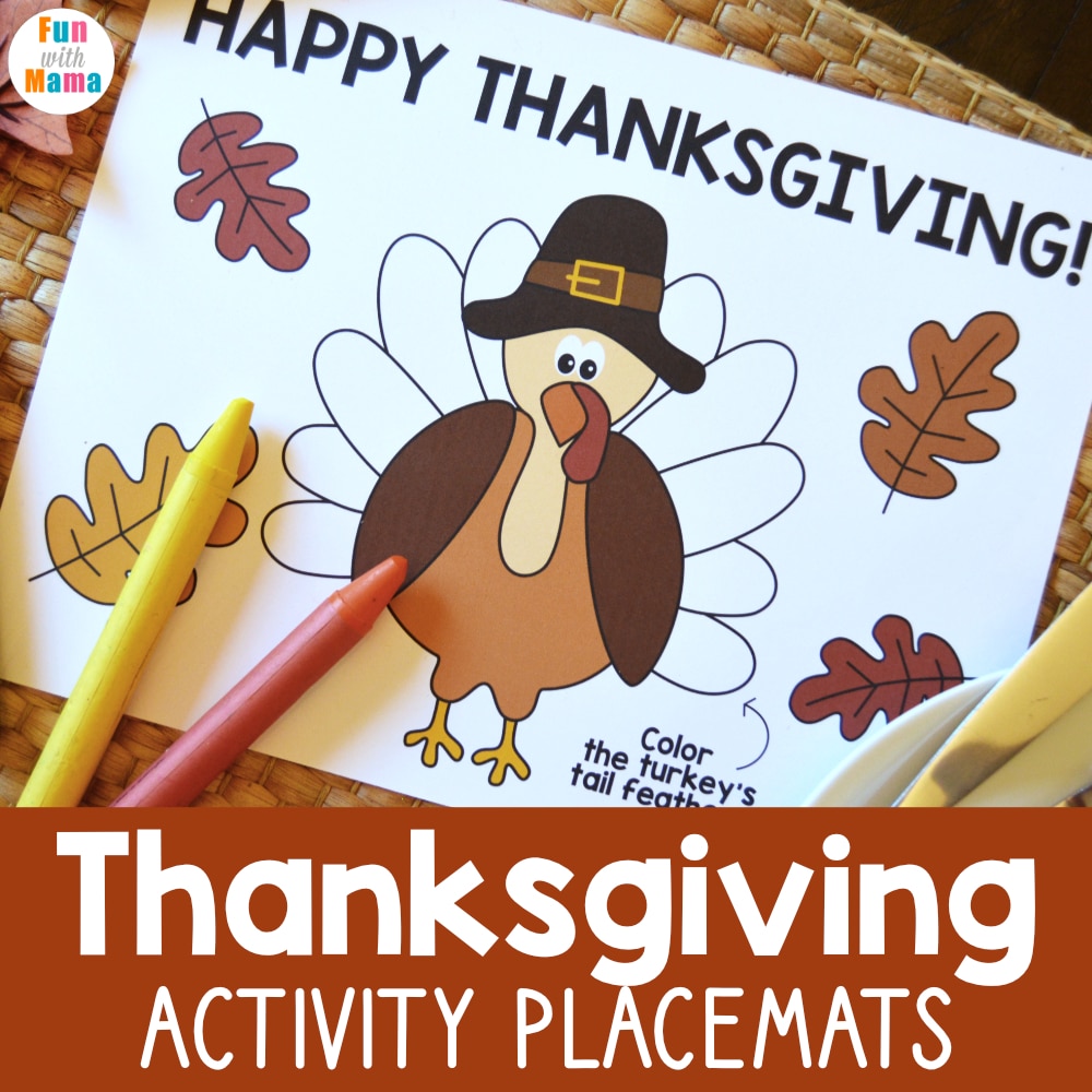 Thanksgiving activity placemats for kids