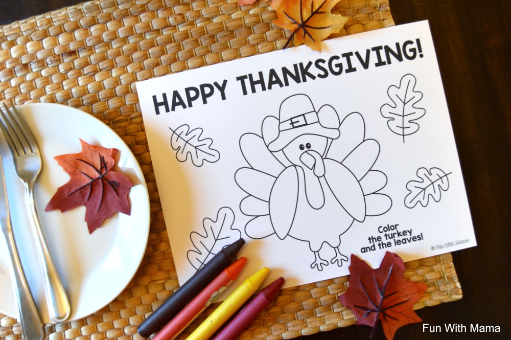 free printable Thanksgiving coloring placemat