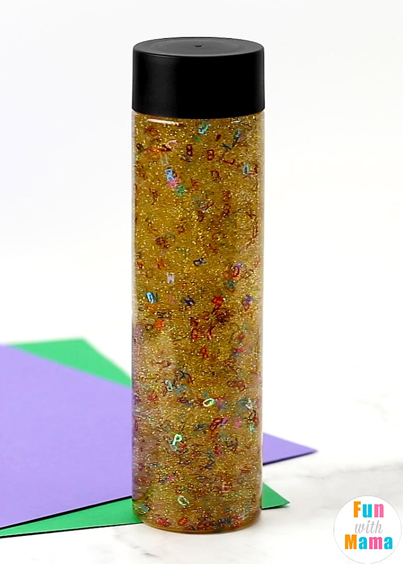 gold glitter inside a jar 