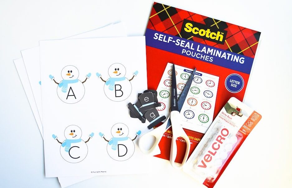 supplies needed for snowman printables 