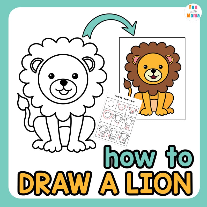How To Draw A Lion Easy Cartoon Drawing - Fun with Mama