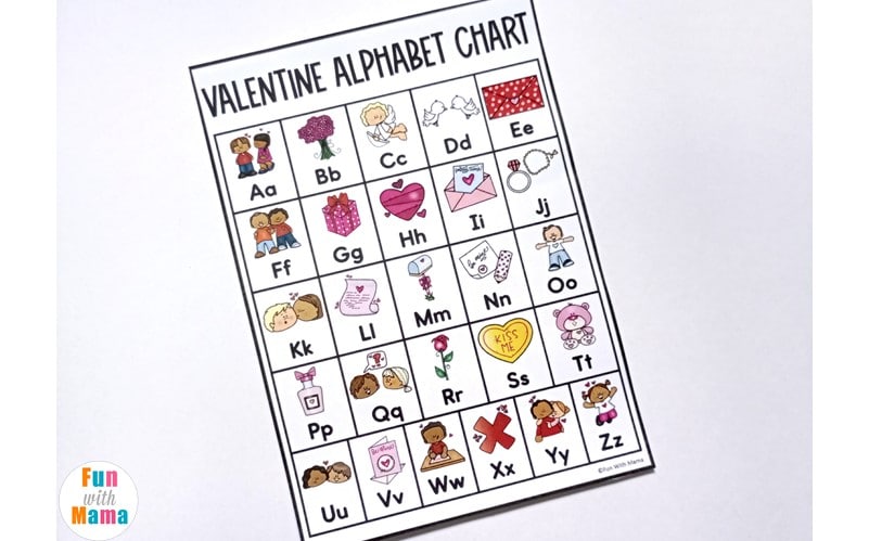 alphabet chart for valentine's day