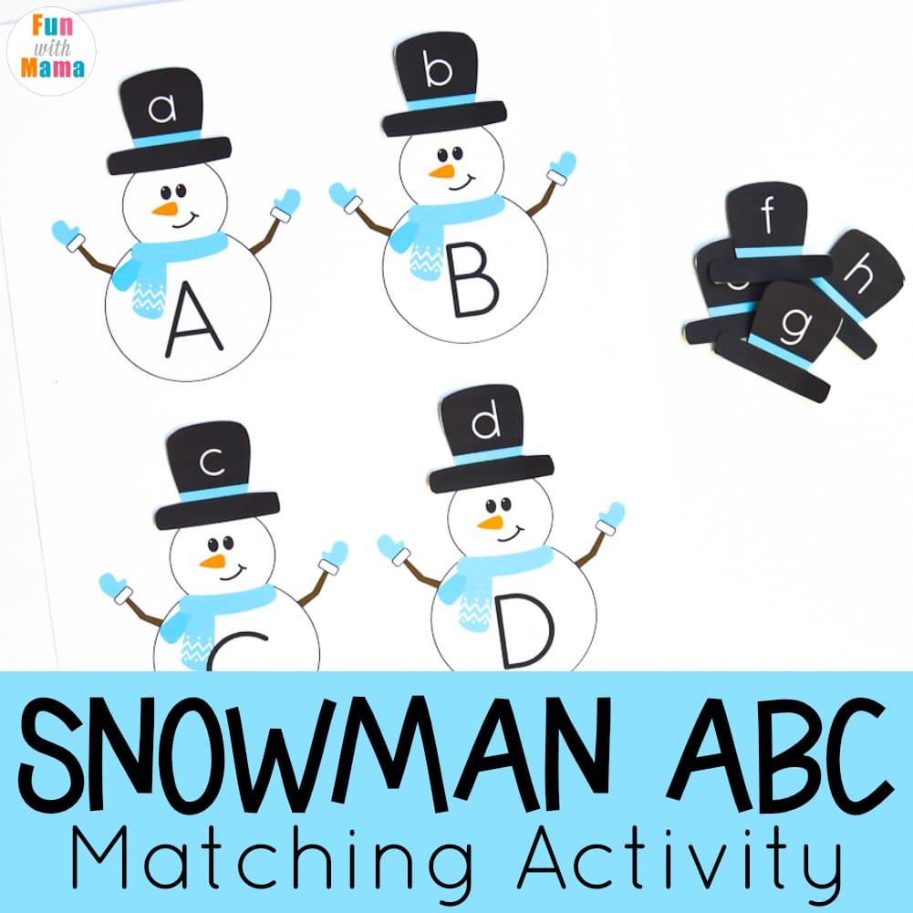 snowman printables for alphabet matching 