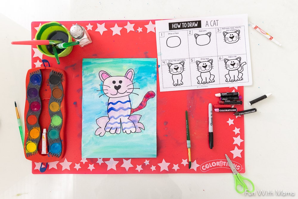 watercolor painting of a cat