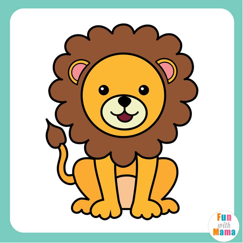 Coloring book page for children with colorful lion and sketch to color.  preschool education. vector illustration. kids | CanStock